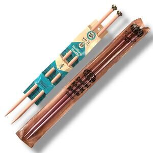 VTG Knitting Needle 2 Piece Lot Pink Aluminum and Plastic #11 Hero & Easy Knit